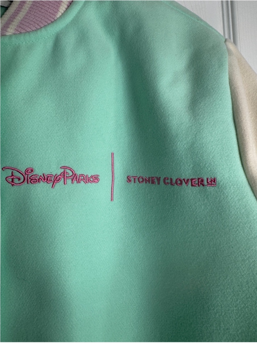Stoney Clover Lane X Disney Parks 'It's A Small World' Mint Cream Varsity Jacket — image 5 of 8